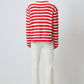 Cardigan corto a righe con bottoni dorati