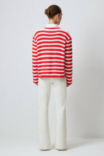 Cardigan corto a righe con bottoni dorati