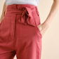 Pantaloni in lino a vita alta con cintura