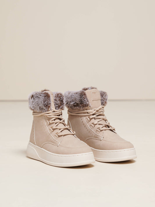 Stivali in eco-pelle con bordo in pelliccia