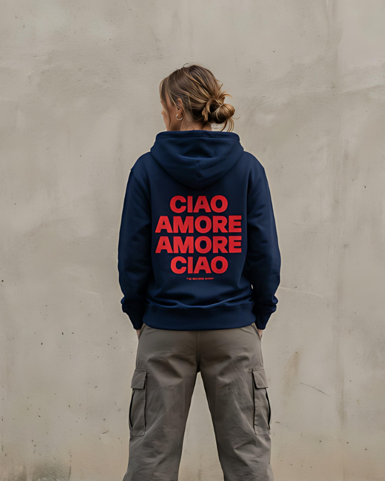 Felpa con cappuccio organica “Ciao Amore”