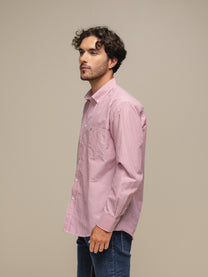 Camicia uomo a righe in cotone misto