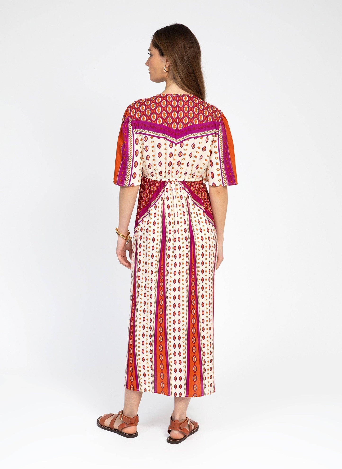 Abito midi Oren arancione con scollo a V