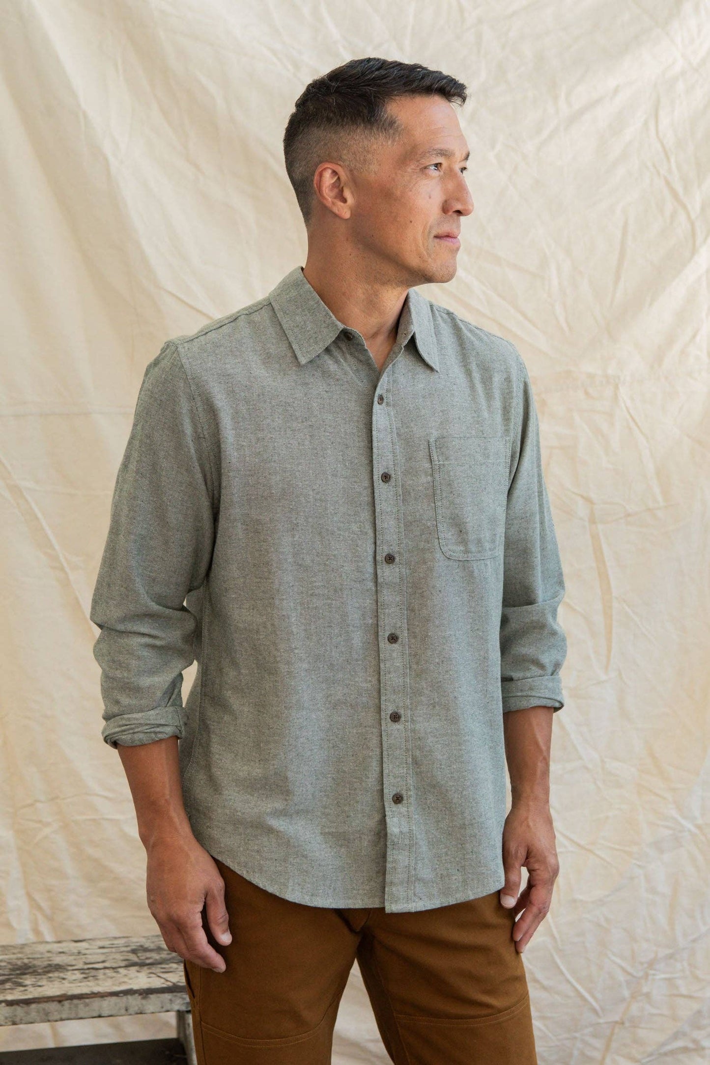 Camicia Larson in chambray salvia