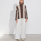 Maglione bicolore a coste con collo alto