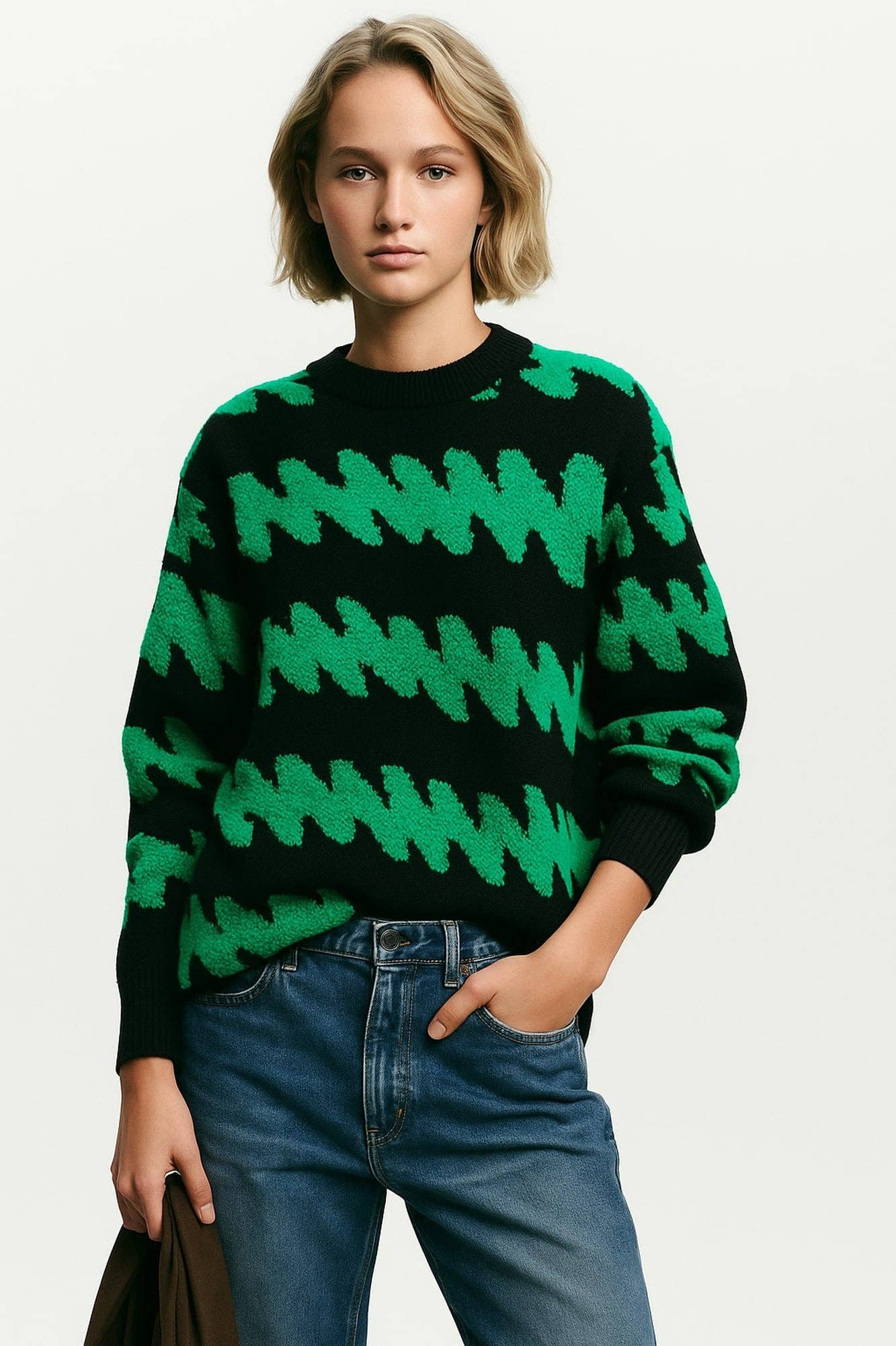Maglione oversize girocollo fantasia