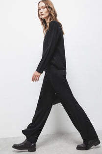 Pantaloni in maglia a coste a gamba dritta
