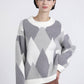 Maglione jacquard a rombi girocollo