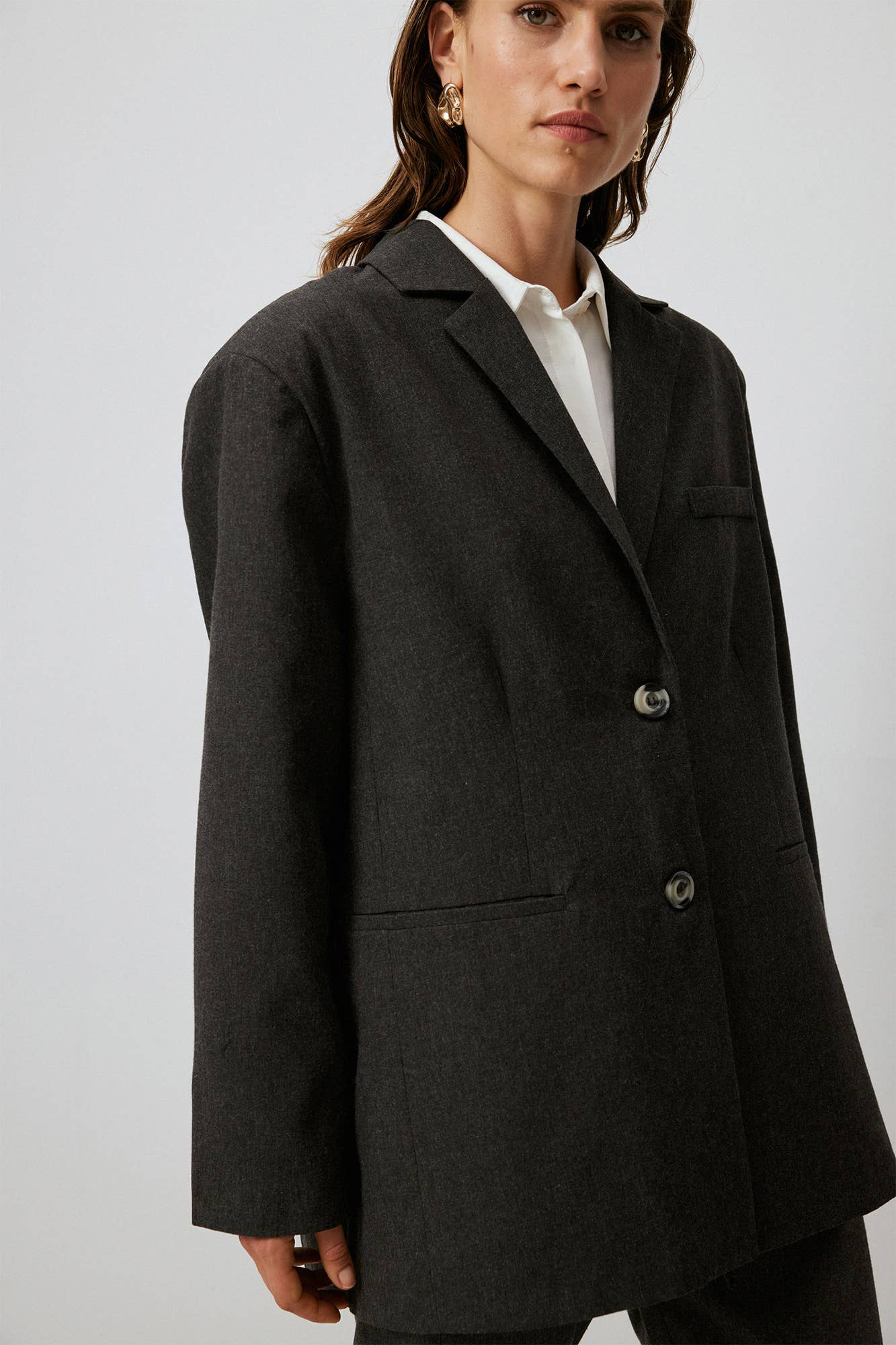 Blazer oversize antracite da donna