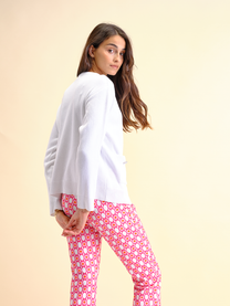 Cardigan in maglia traforata con bottoni gioiello