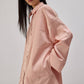 Camicia oversize in raso rosa