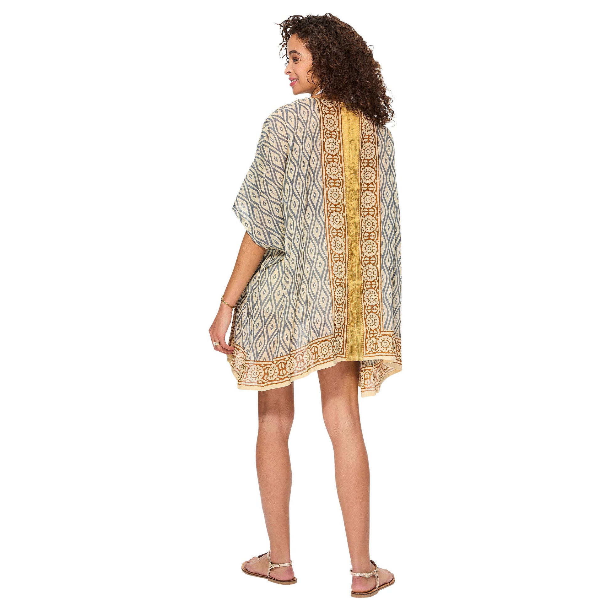 Kimono estivo boho a mezza lunghezza in cotone