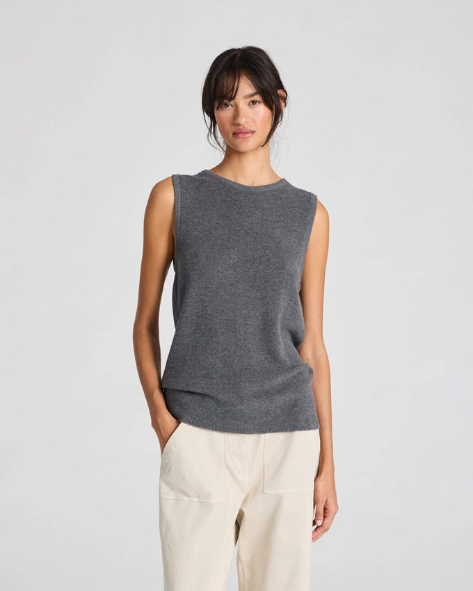 Top in maglia Sofie in cotone organico grigio scuro mélange