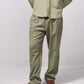 Pantaloni in lino misto cotone con vita elasticizzata