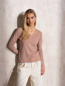 Maglia basic in viscosa con scollo a V