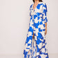 Abito lungo oversize con stampa astratta blu