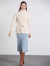 Maglione dolcevita con cintura