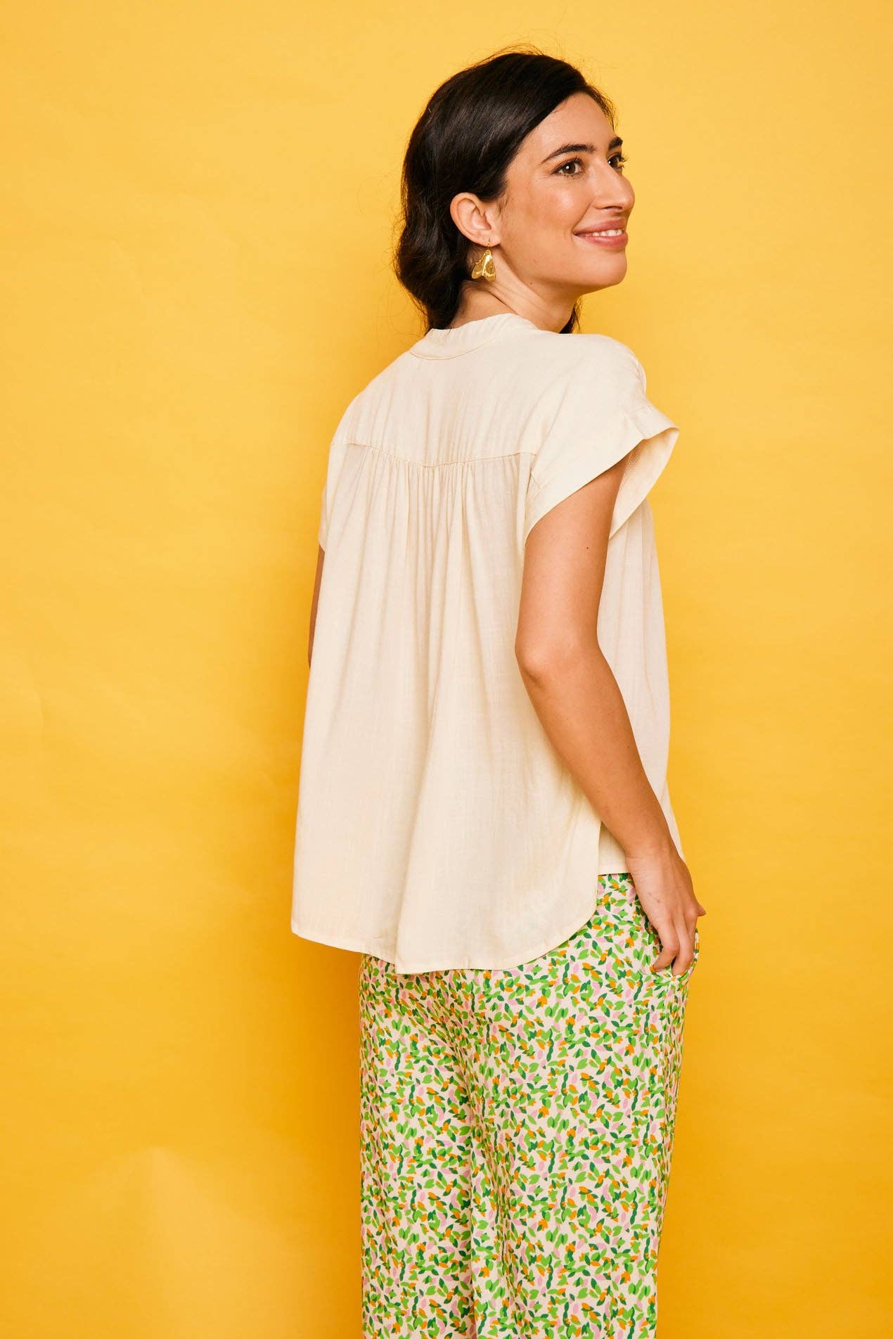 Camicia Benidorm beige a maniche corte