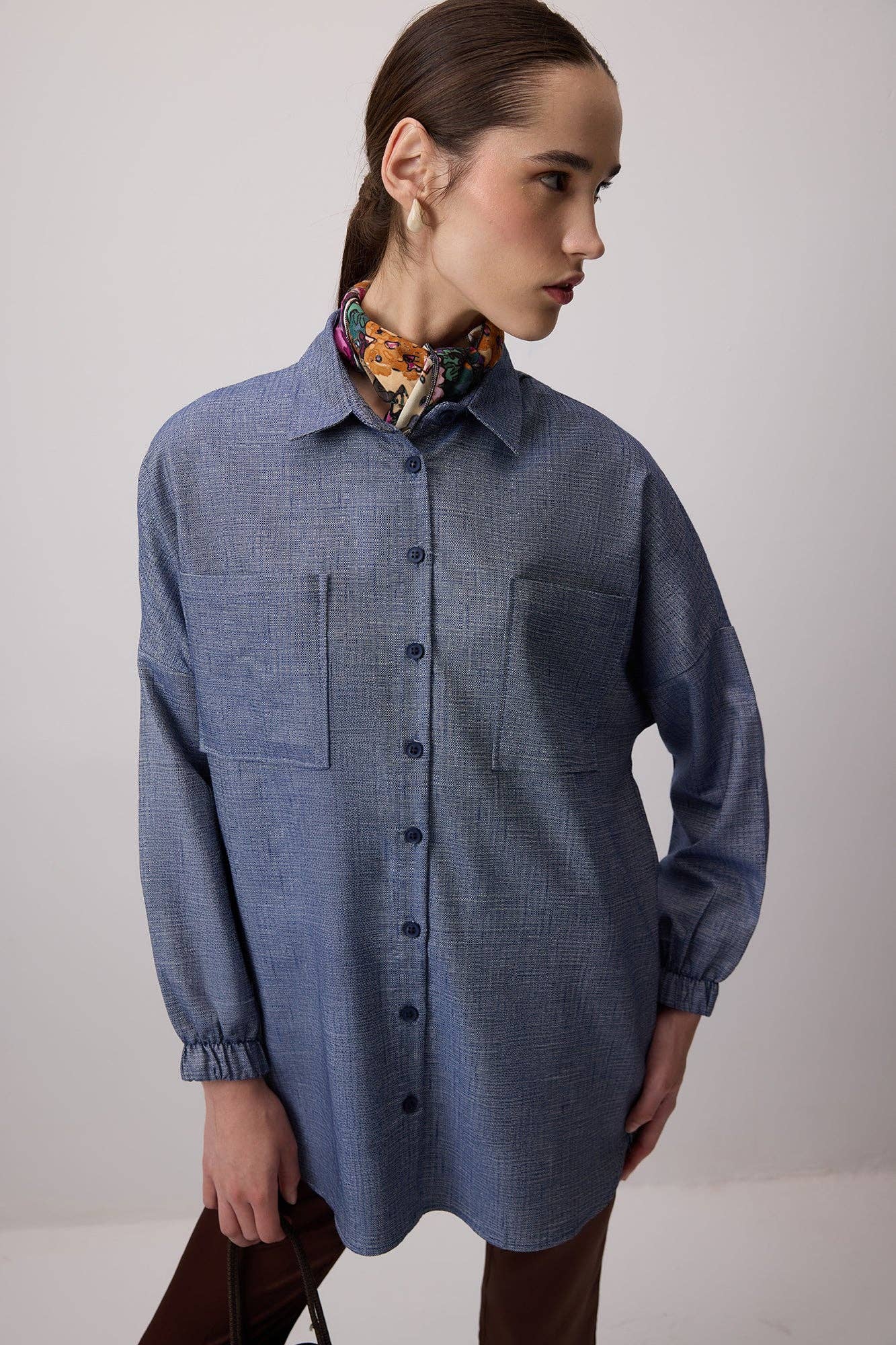 Camicia oversize blu navy da donna