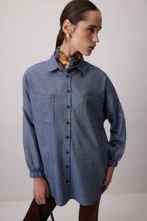 Camicia oversize blu navy da donna