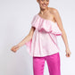 Blusa monospalla con volant