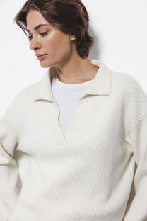 Maglione a maglia rasata con collo polo