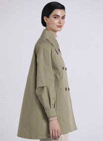 Trench corto in gabardine doppiopetto