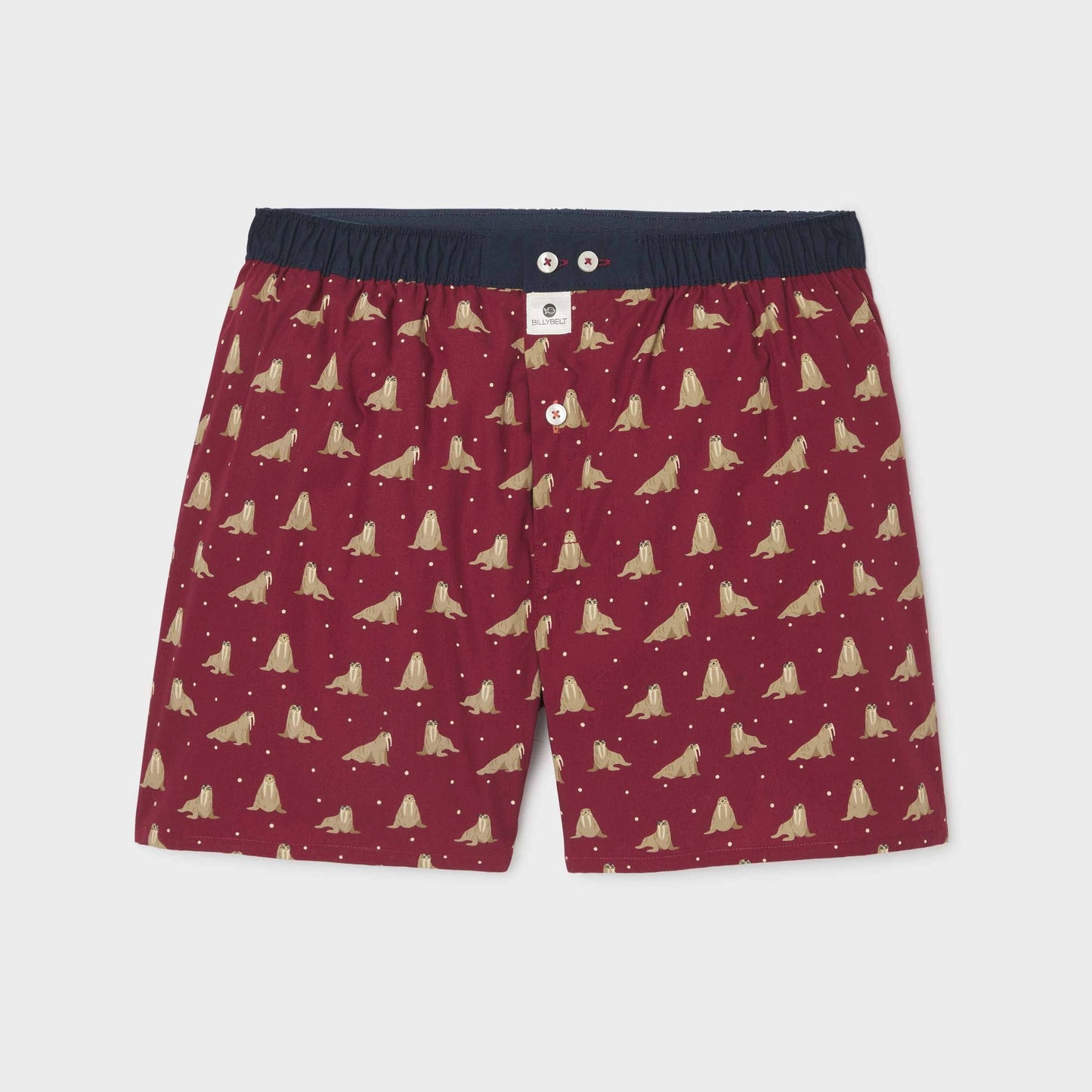 Boxer in cotone biologico con stampa trichechi
