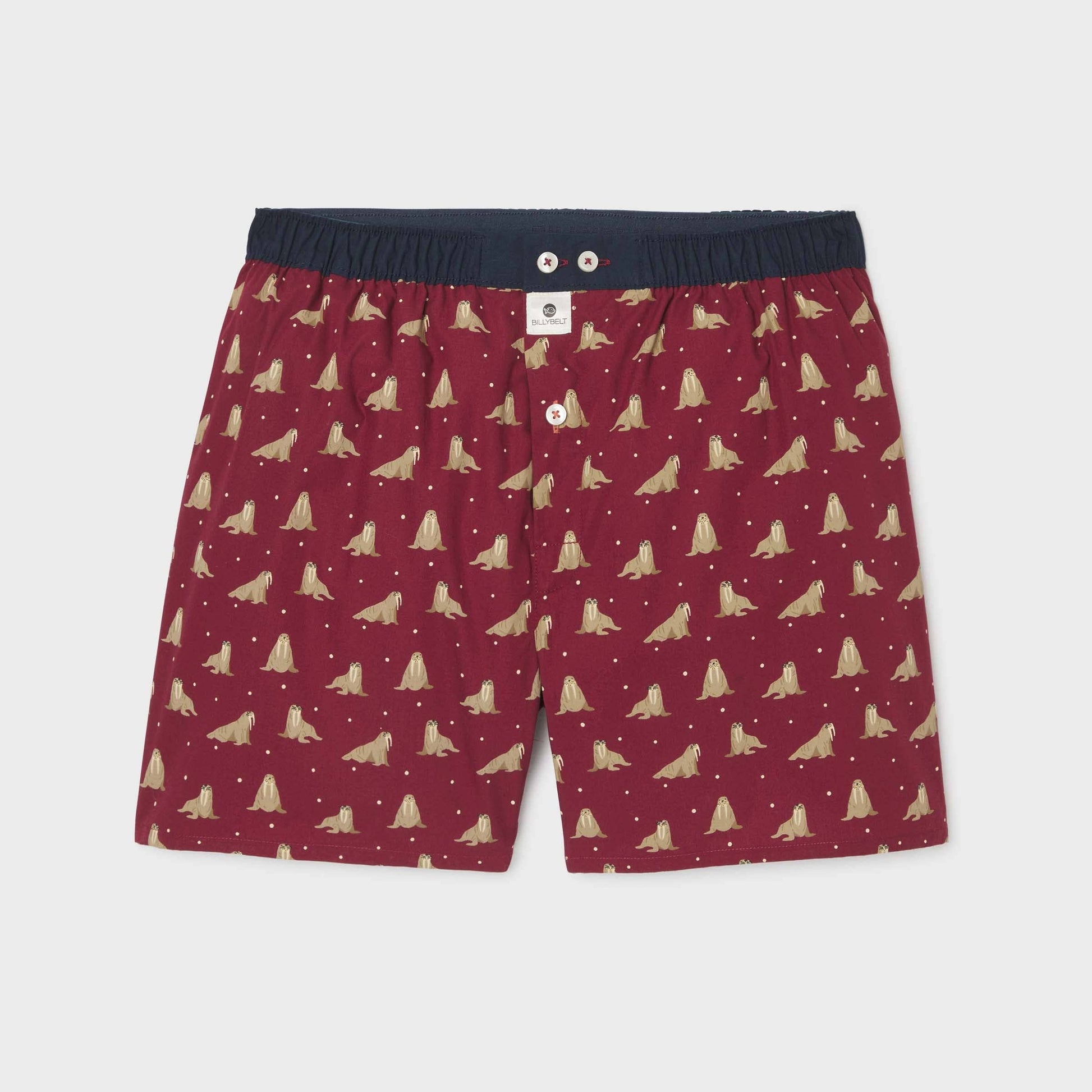Boxer in cotone biologico con stampa trichechi