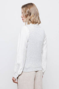 Gilet in Maglia Strutturata con Scollo a V