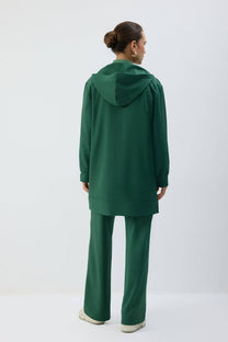 Giacca lunga con cappuccio e zip