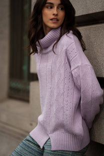 Maglia Dolcevita Oversize in Maglia Lavorata