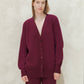 Cardigan lungo a coste in misto cashmere