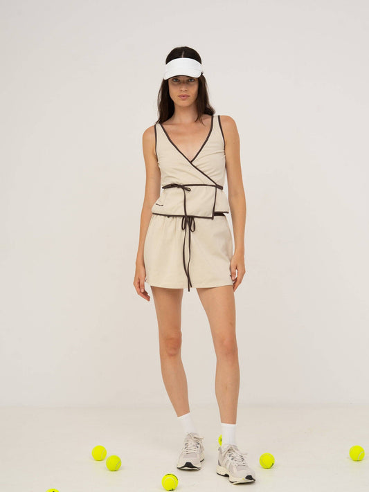 Gonna mini sportiva bianca con shorts interni