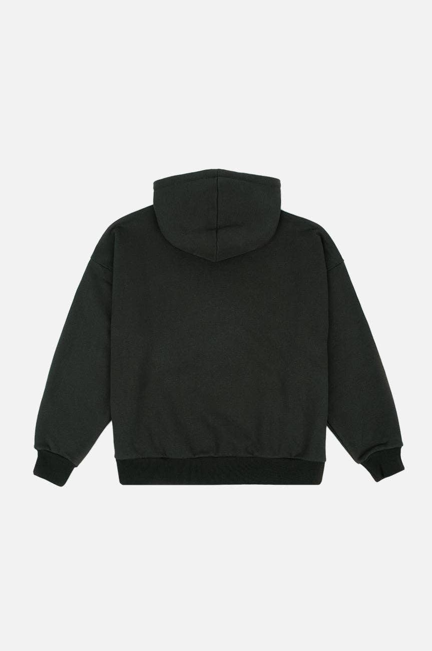 Felpa oversize con cappuccio e zip in cotone biologico verde scarabeo da donna