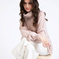 Maglione dolcevita oversize color polvere Lejoko