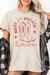 T-shirt oversize con grafica western fatta a mano