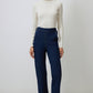 Jeans denim a vita alta elasticizzati a gamba dritta