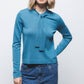 Maglione in maglia rasata con scollo a V e fiocco