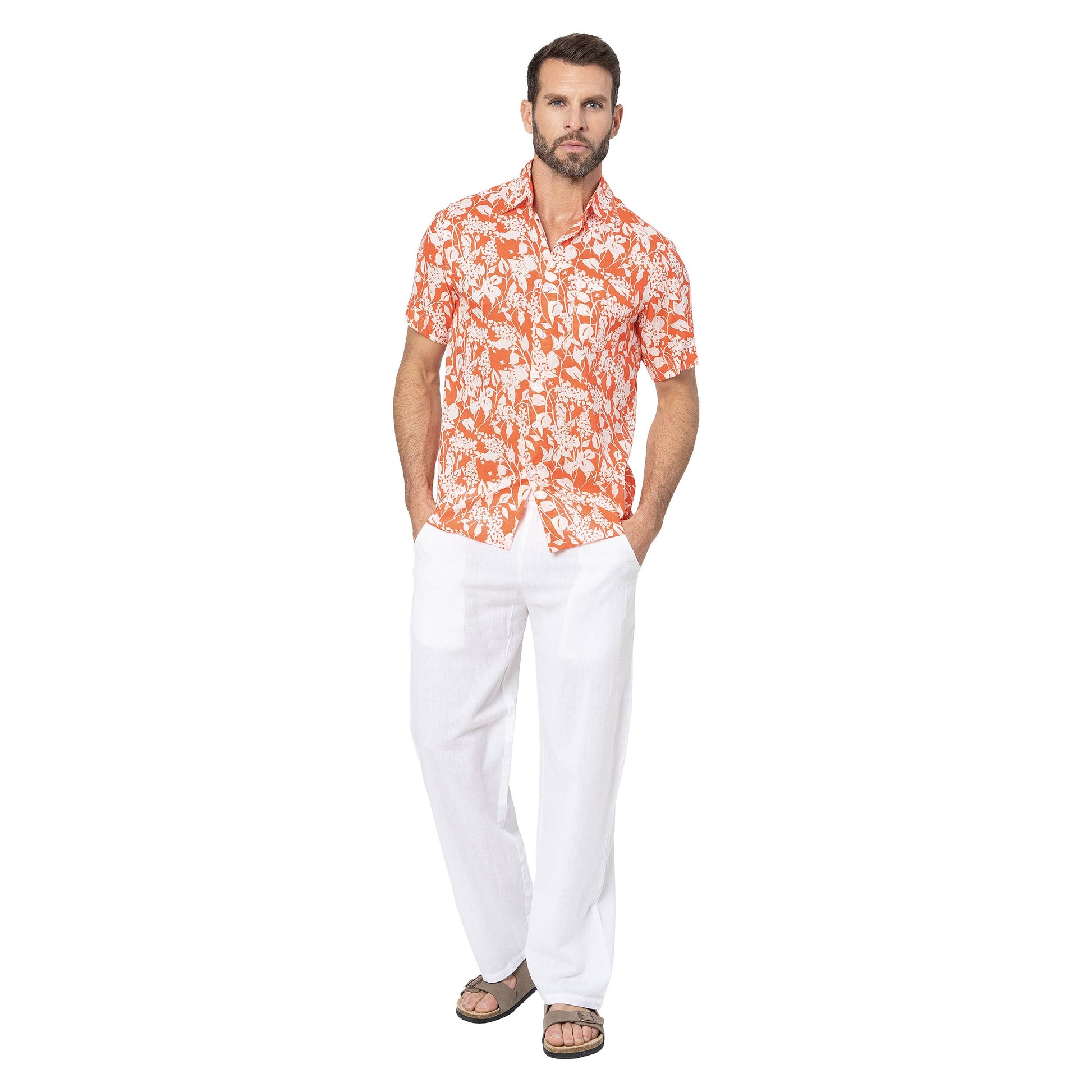 Camicia estiva a maniche corte in voile di cotone