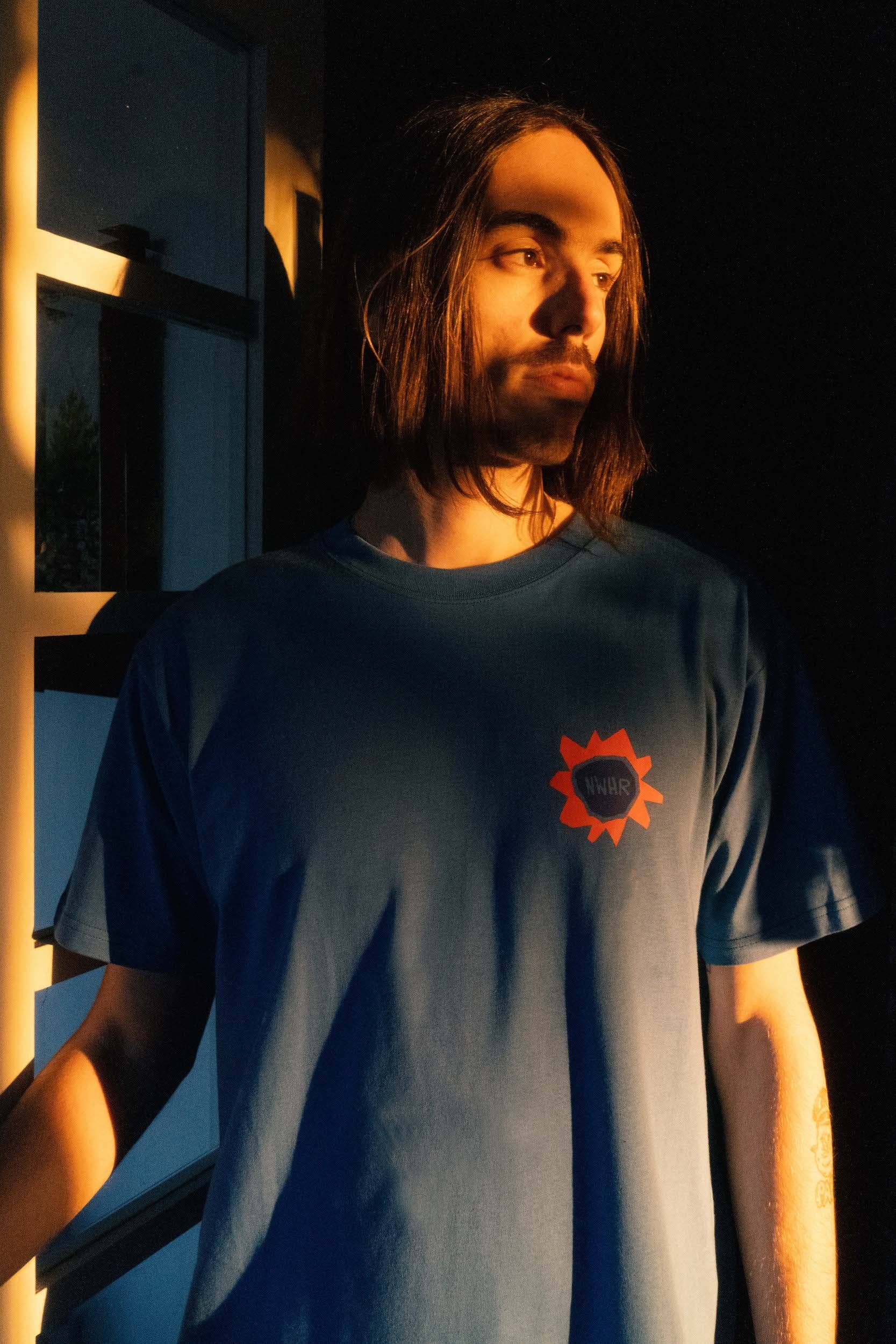 T-shirt oversize blu Follow the Sun