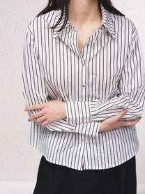 Blusa classica a righe in cotone