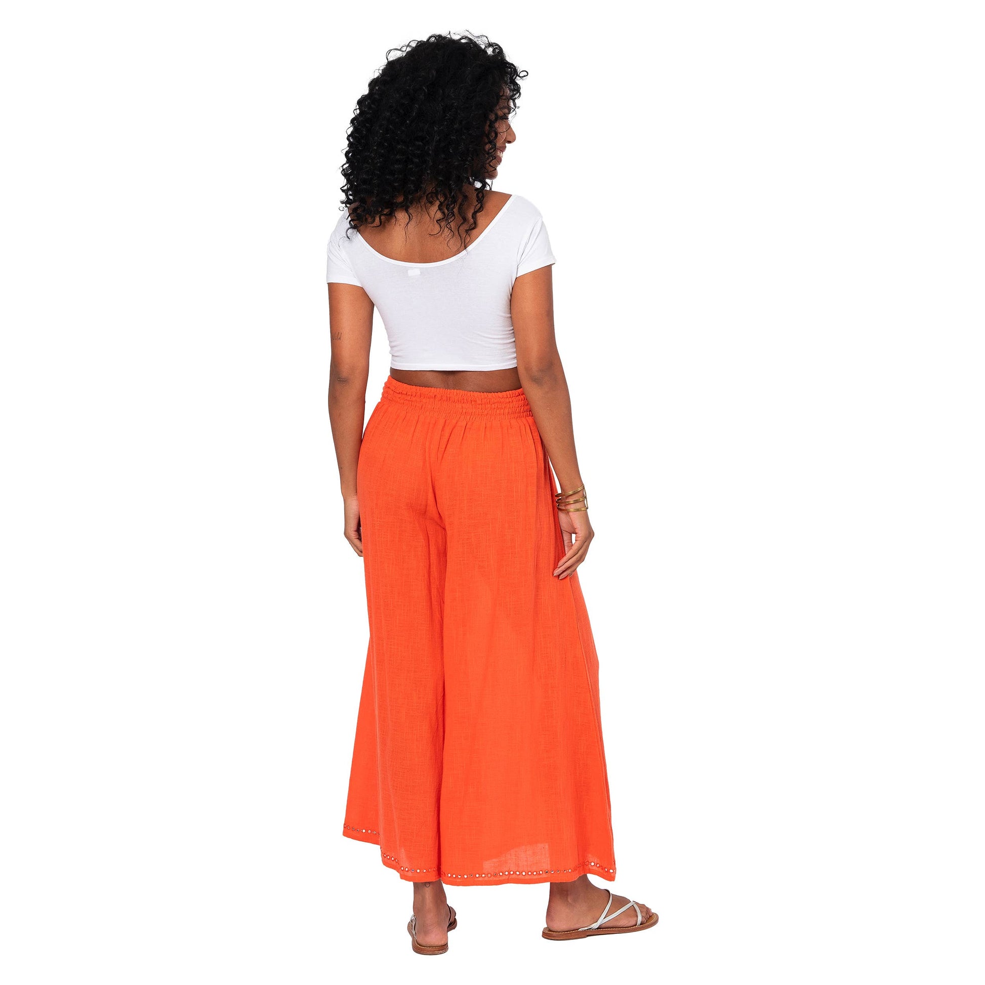 Pantaloni palazzo estivi in cotone arancioni