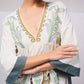 Vestito tunica corto in cotone con ricami a contrasto