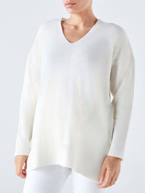 Maglione a coste con scollo a V