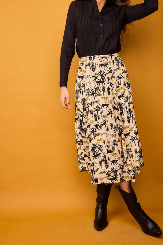 Camicia Rocio nera in cotone con pieghe