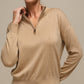 Maglione polo in maglia con zip e micro strass