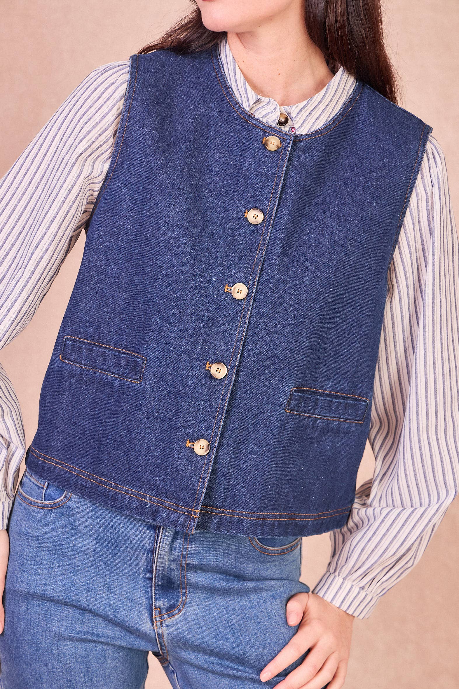 Gilet denim in cotone Imané