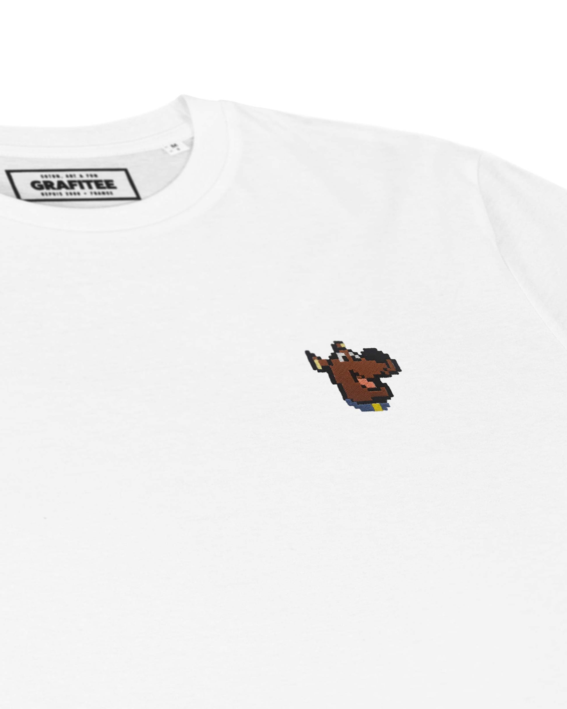 T-shirt bianca Scooby-Doo ricamata in cotone biologico