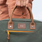 Borsa porta laptop khaki con zip arancione